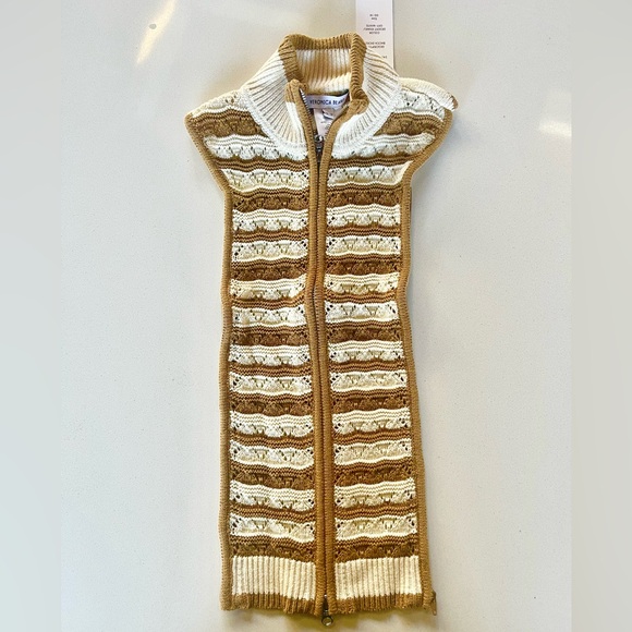 $258 NWT Veronica Beard Ariana Dickey Jacket insert dual zip tan white stripe - Picture 5 of 14
